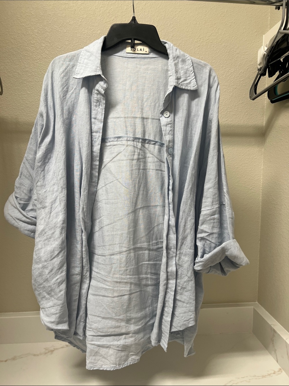 Light Blue Linen Button-Up Shirt